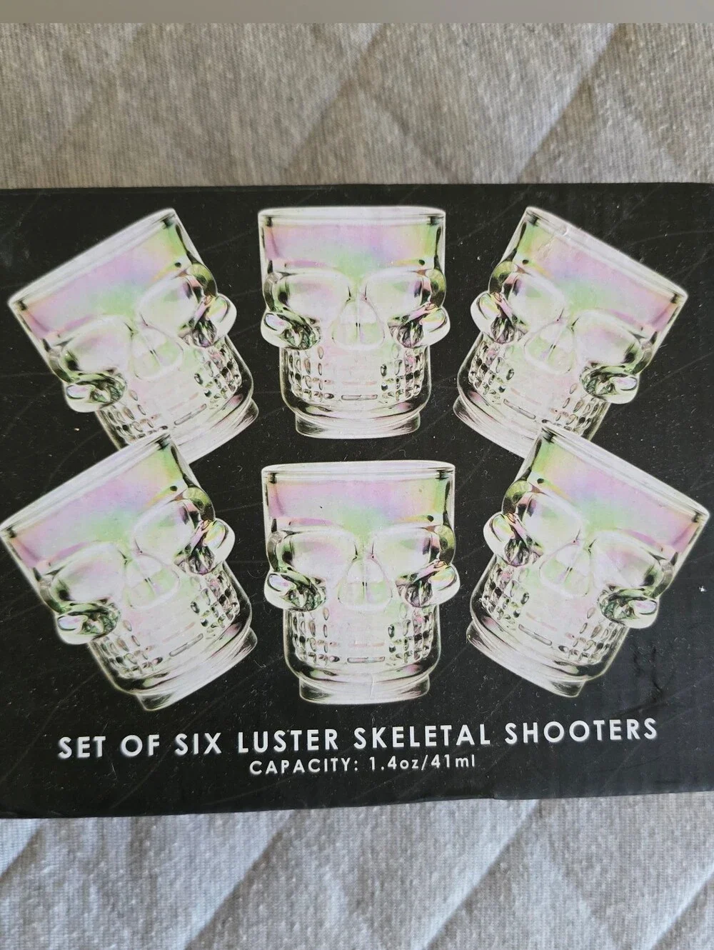 Set of 6 Luster Skeletal Shooters Iridescent‎ New Skull Shot Glass
